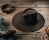 Load image into Gallery viewer, Classic Dark Brown Western Fedora Cowboy Hat, Minimalist Wide Brim Ranch Cowgirl Hat for Women