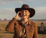 Load image into Gallery viewer, Classic Dark Brown Western Fedora Cowboy Hat, Minimalist Wide Brim Ranch Cowgirl Hat for Women