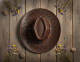 Load image into Gallery viewer, Dark Brown Western Cowboy Hat, Turquoise Stone Band Cowgirl Hat, Vintage Boho Rodeo Hat