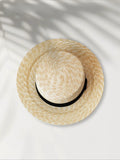 Load image into Gallery viewer, Flat-top Panama straw hat Quan Zhilong same high-quality hand-woven summer wheat straw straw straw hat