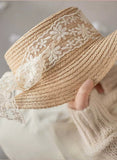 Load image into Gallery viewer, Straw hat Japanese irregular lace art selection expensive raffia adjustable Korean version beach straw sun hat