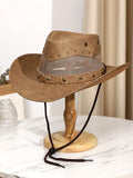 Load image into Gallery viewer, Men's And Women's Retro High Quality Leather Big Brim Big Cow Head Horse Riding Beach Sun Protection Sun Shade Western Cowboy Hat Sun Cool Hat