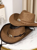 Load image into Gallery viewer, Men's And Women's Retro High Quality Leather Big Brim Big Cow Head Horse Riding Beach Sun Protection Sun Shade Western Cowboy Hat Sun Cool Hat
