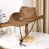 Load image into Gallery viewer, Men's And Women's Retro High Quality Leather Big Brim Big Cow Head Horse Riding Beach Sun Protection Sun Shade Western Cowboy Hat Sun Cool Hat