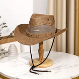 Load image into Gallery viewer, Men's And Women's Retro High Quality Leather Big Brim Big Cow Head Horse Riding Beach Sun Protection Sun Shade Western Cowboy Hat Sun Cool Hat