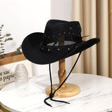Load image into Gallery viewer, Men's And Women's Retro High Quality Leather Big Brim Big Cow Head Horse Riding Beach Sun Protection Sun Shade Western Cowboy Hat Sun Cool Hat