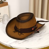 Load image into Gallery viewer, Western Cowboy Hat Women's Tibet Travel Photo Beach Sun Hat New Men's Women's Panama Straw Hat Men's Hat