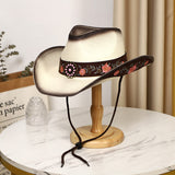 Load image into Gallery viewer, Western Cowboy Hat Women's Tibet Travel Photo Beach Sun Hat New Men's Women's Panama Straw Hat Men's Hat