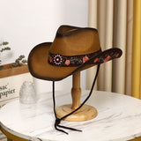 Load image into Gallery viewer, Western Cowboy Hat Women's Tibet Travel Photo Beach Sun Hat New Men's Women's Panama Straw Hat Men's Hat