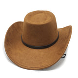 Load image into Gallery viewer, Tibetan Western Denim Hat Big Rim Hat Topper Hat Black Belt Accessories Autumn and Winter Imitation Suede Hat with Windproof Rope