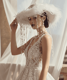 Load image into Gallery viewer, Elegant Bridal Hat With Veil And Pearls