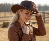 Load image into Gallery viewer, Vintage Distressed Brown Western Cowboy Hat, Retro Marbled Cowgirl Hat, Boho Rodeo Country Hat