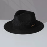 Load image into Gallery viewer, Straw hollow Panama straw hat men and women summer seaside vacation beach hat jazz hat sun visor top hat