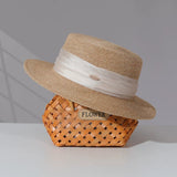 Load image into Gallery viewer, Spring and Summer Fairy Flat Straw Hat 2026 New Women's Summer French Sun Hat Japanese Flat Top Hat