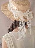 Load image into Gallery viewer, Straw hat Japanese irregular lace art selection expensive raffia adjustable Korean version beach straw sun hat