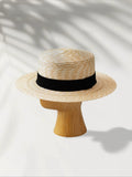 Load image into Gallery viewer, Flat-top Panama straw hat Quan Zhilong same high-quality hand-woven summer wheat straw straw straw hat