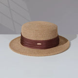 Load image into Gallery viewer, Spring and Summer Fairy Flat Straw Hat 2026 New Women's Summer French Sun Hat Japanese Flat Top Hat