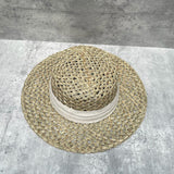 Load image into Gallery viewer, Old money flavor strong summer big eaves natural salty grass woven flat top sun hat French retro straw hat female film artifact