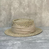 Load image into Gallery viewer, French vacation straw hat women's salty straw woven concave top top hat summer sun protection visor retro versatile casual beach hat