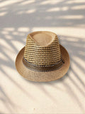 Load image into Gallery viewer, Summer Hollow Breathable Sunscreen Straw Panama Jazz Hat