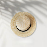 Load image into Gallery viewer, Flat-top Panama straw hat Quan Zhilong same high-quality hand-woven summer wheat straw straw straw hat