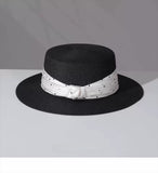 Load image into Gallery viewer, French polka dot flat top straw hat women's summer seaside vacation flat edge top hat sunshade straw sun protection hat foreign style