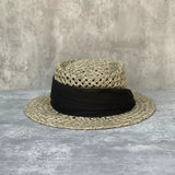Load image into Gallery viewer, French vacation straw hat women's salty straw woven concave top top hat summer sun protection visor retro versatile casual beach hat
