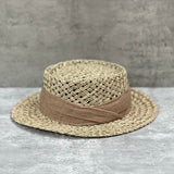 Load image into Gallery viewer, French vacation straw hat women's salty straw woven concave top top hat summer sun protection visor retro versatile casual beach hat