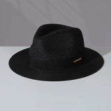Load image into Gallery viewer, Straw hollow Panama straw hat men and women summer seaside vacation beach hat jazz hat sun visor top hat