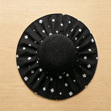 Load image into Gallery viewer, French Elegant Hats | Unique Black Handmade Crochet White Flower Printed Wide Folded Brim Bucket Sun Hat