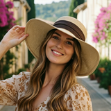Load image into Gallery viewer, French Elegant Hats | Lazy French Vintage Brown Satin Band Soft Floppy Wide Brim Straw Sun Hat