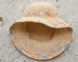 Load image into Gallery viewer, French Elegant Hats | Boho Colorful Mixed Yarn Handmade Hollow Crochet Wavy Wide Brim Bucket Sun Hat