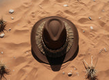Load image into Gallery viewer, French Elegant Hats | Retro Dark Brown Western Cowboy Wide Brim Hat With Delicate Woven Fringe Lace Band