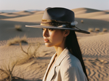 Load image into Gallery viewer, French Elegant Hats | Retro Grey Wool Western Cowboy Wide Brim Hat With Leopard Band &amp; Feather Decor