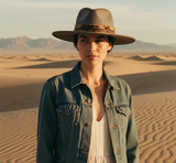 Load image into Gallery viewer, French Elegant Hats | Retro Grey Wool Western Cowboy Wide Brim Hat With Leopard Band &amp; Feather Decor