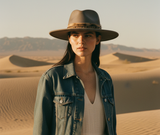 Load image into Gallery viewer, French Elegant Hats | Retro Grey Wool Western Cowboy Wide Brim Hat With Leopard Band &amp; Feather Decor