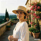 Load image into Gallery viewer, French Elegant Hats | Minimalist Thin Black Band Flat Top Wide Brim Straw Sun Hat