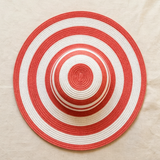 Load image into Gallery viewer, French Elegant Hats | Classic Retro Red White Striped Flat Top Wide Brim Straw Sun Hat