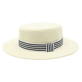 Load image into Gallery viewer, Summer new French retro flat top top hat elegant big brim seaside travel breathable sun hat versatile and comfortable