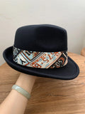 Load image into Gallery viewer, Autumn and winter British retro wool top hat men's and women's printed jazz hat casual French crimped gentleman's hat felt hat tide