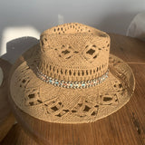 Load image into Gallery viewer, French retro malan hollowed out hand-woven straw hat women's summer sunshade vacation sun hat flat top top hat women