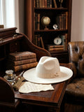 Load image into Gallery viewer, Autumn and winter men's suede top hat, big-brimmed felt hat, retro simple jazz hat, versatile gentleman's wide-brimmed hat