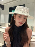 Load image into Gallery viewer, "High Quality" Polka Dot Elegant French Holiday Top Hat Flat Top Fashion Summer Flat Brim Straw Hat Children's Sun Hat