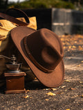 Load image into Gallery viewer, Autumn and winter new retro western cowboy hat men's and women's big eaves hat felt hat riding hat dance performance belt accessories