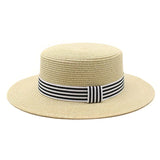 Load image into Gallery viewer, Summer new French retro flat top top hat elegant big brim seaside travel breathable sun hat versatile and comfortable