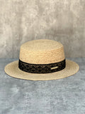 Load image into Gallery viewer, Summer Sweet Lace Decorative Lafite Straw Flat Top Straw Hat Women's Seaside Beach French Elegant British Top Hat