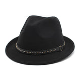 Load image into Gallery viewer, New British style black woolen top hat unisex gold buckle retro versatile flat top jazz hat
