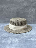 Load image into Gallery viewer, 2025 summer new fashion retro salty grass woven flat top wide brim top hat men's and women's sunshade holiday beach straw hat