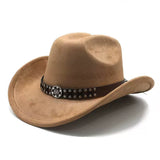 Load image into Gallery viewer, 2026 new retro suede western cowboy hat men's and women's Tibetan curling top hat wide brim ethnic style decoration