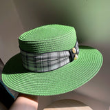 Load image into Gallery viewer, Korean version of straw hat women's summer British retro flat top small fresh top hat sunshade sunscreen beach hat travel tide summer